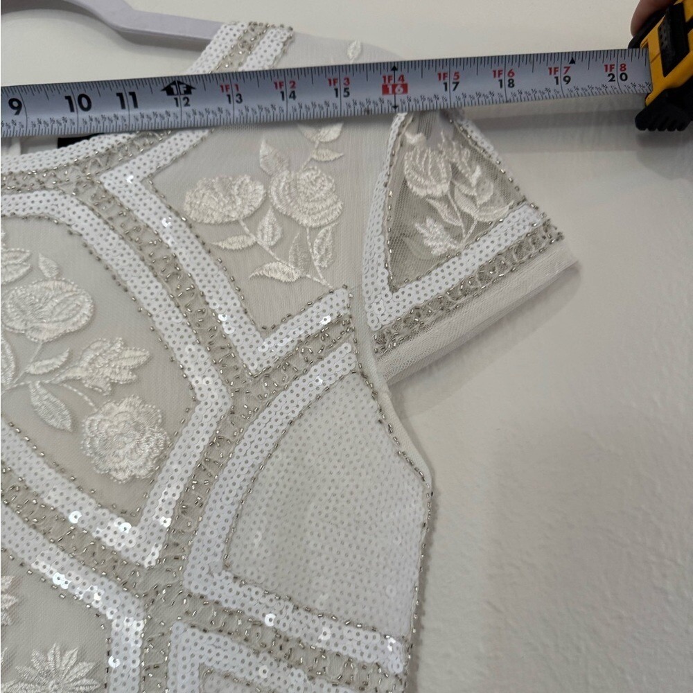 Lulus White Sequin Beaded Embroidered Bodycon Mini Dress Size‎ Small (730) - Picture 13 of 15